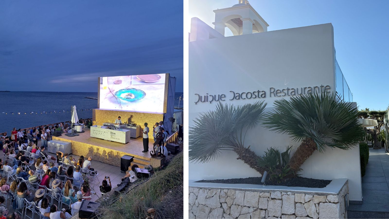 Links: Festival Gastronomic Dénia, Rechts: Quiquie Dacosta Restaurant, foto's door: Maaike de Reuver